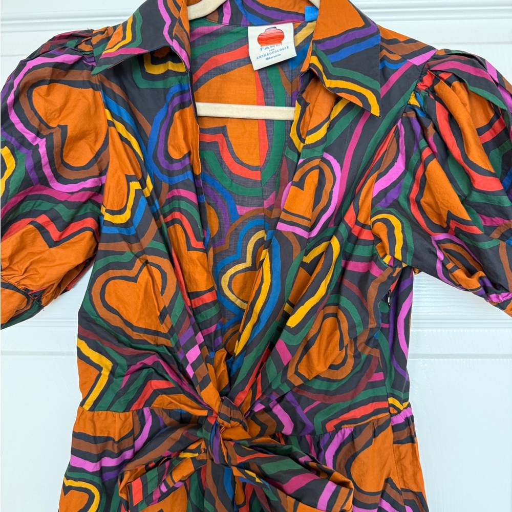 Farm Rio Anthropologie Heart Bow Front Dress - Picture 3 of 11